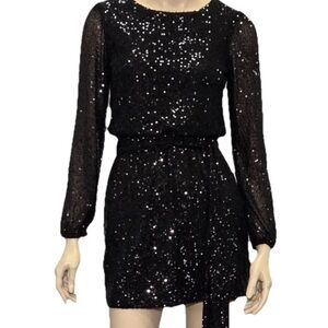 Crystal Sky Size XS Black Sequin Cocktail Party Mini Dress